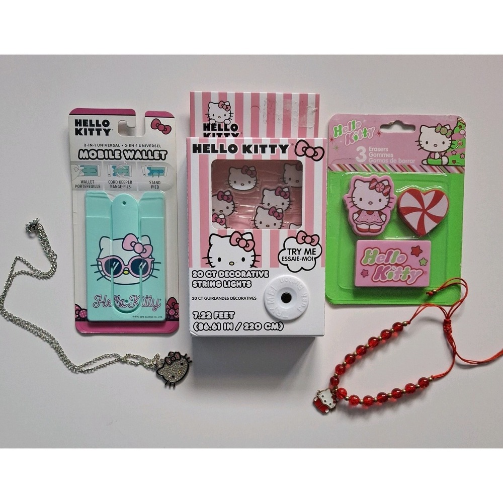Hello Kitty (Sanrio) Multicolor Jewelry Set: Necklace, Bracelet, and Accessories